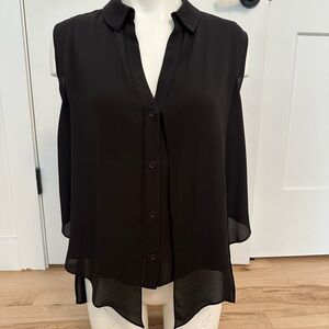 Flowing high-low black blouse